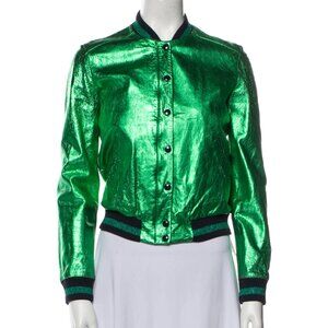 Bonpoint Lamb Leather Bomber Jacket - S